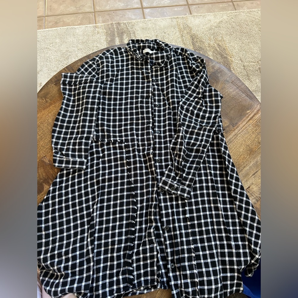 Zara Black and White Plaid Kids Button-Front Dress
